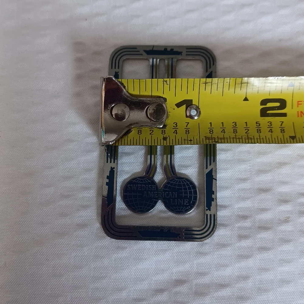 VINTAGE SWEDISH AMERICAN LINE METAL MONEY CLIP/BOOKMARK